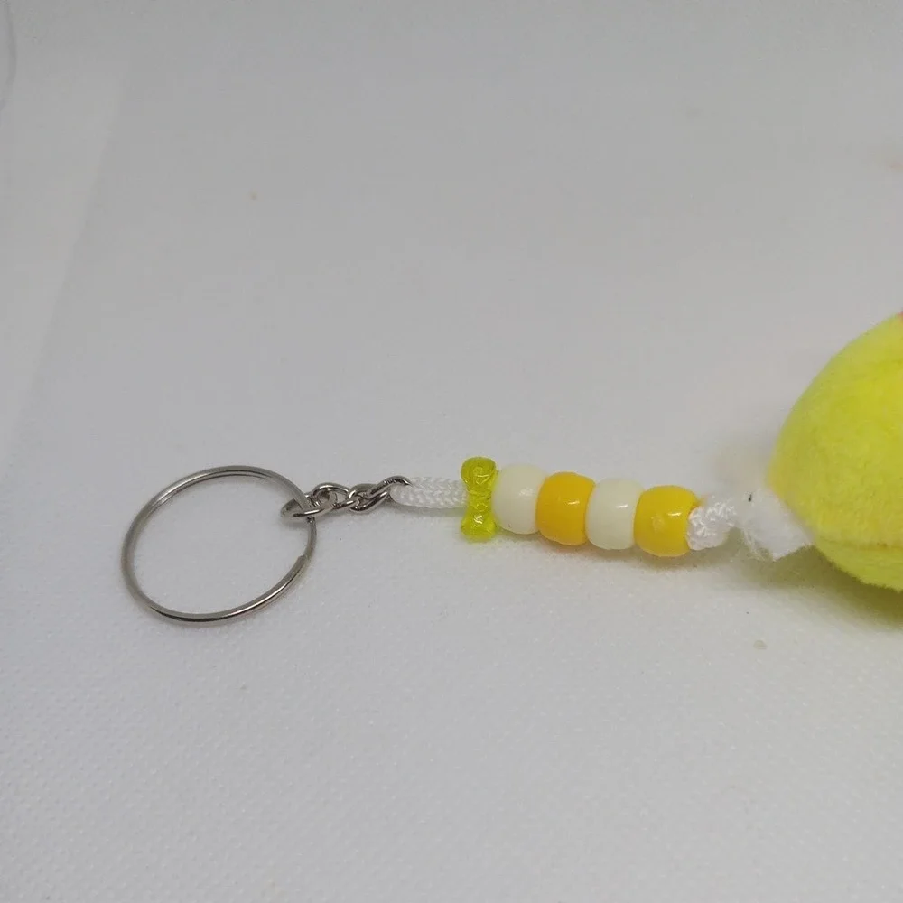 Cute Chick Keychain Pendant Plush Soft Toy Stuffed Animal With Beads